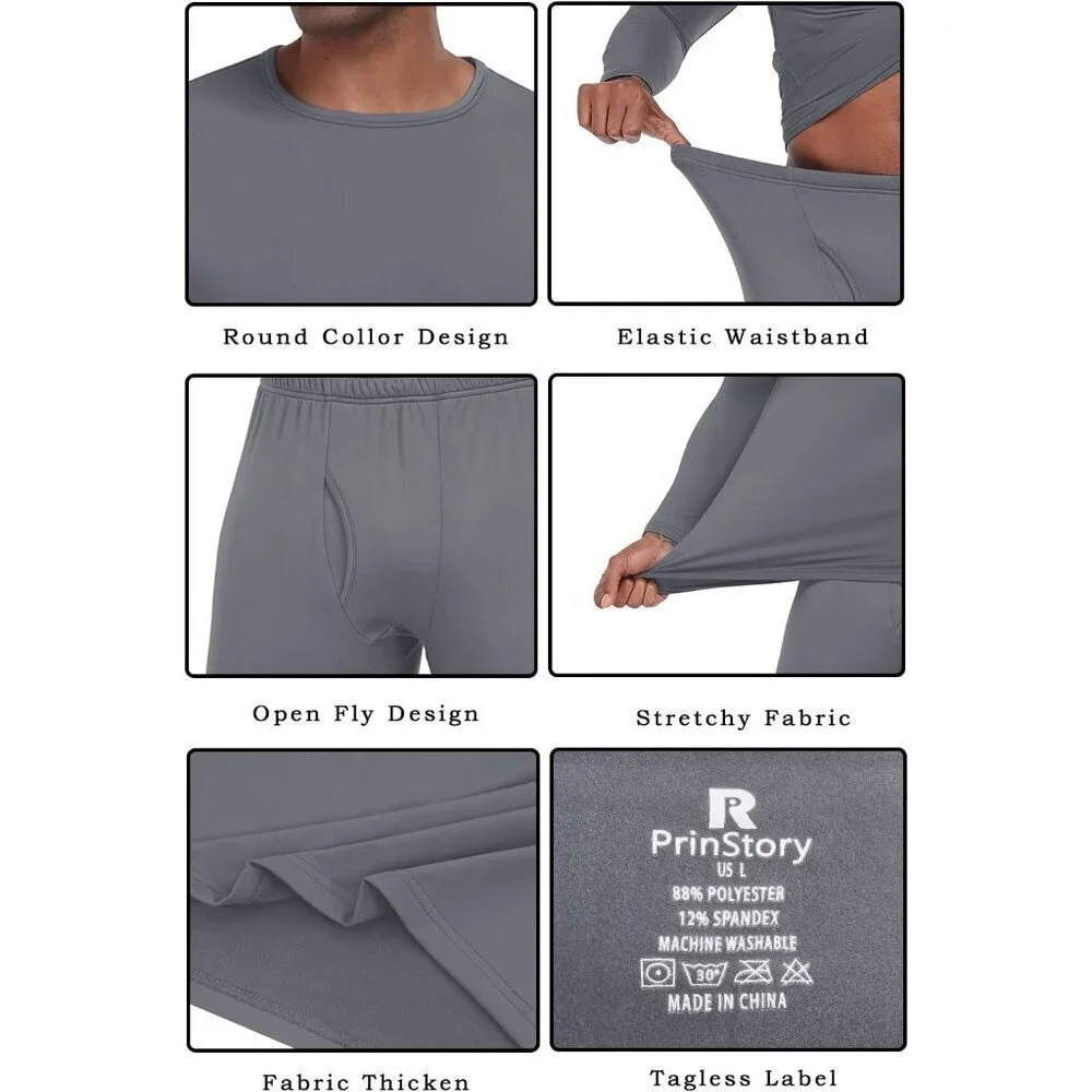 Men's Thermal Underwear Long Johns - Cold Weather Base Layer Set Elasticity Top